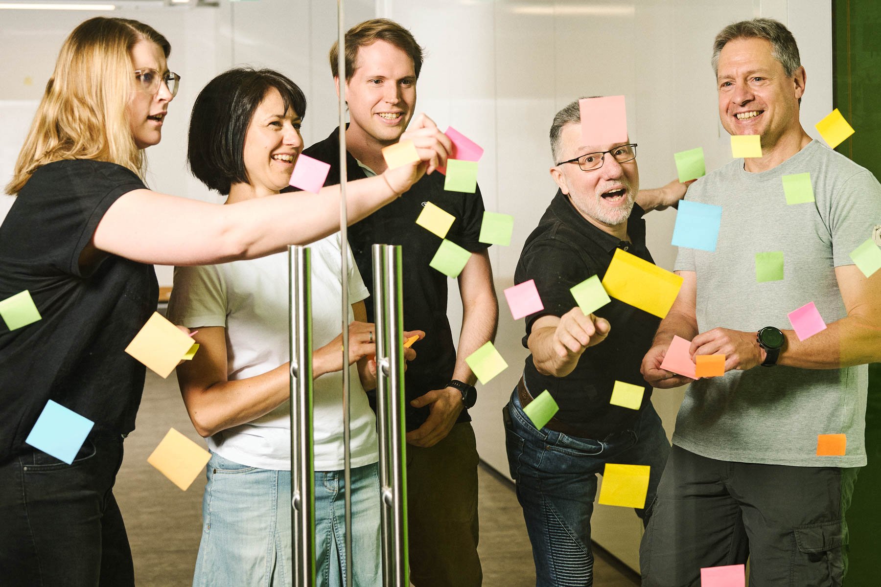 Glastür Postits